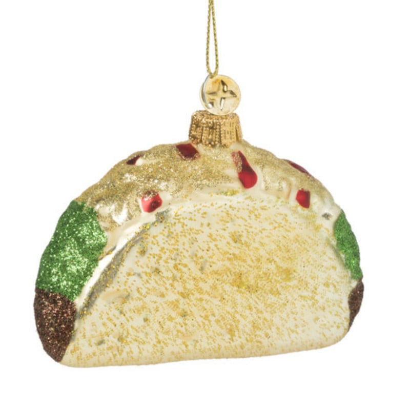 Kersthanger taco - goudkleurig -7.3x10.2x4 cm
